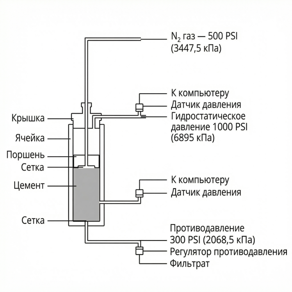 Инженерная схема цементного раствора и газовой миграции